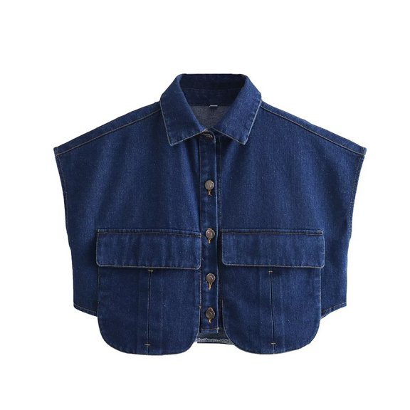 frariair ​Short Sleeve Button Up Top Featuring Lapel Collar And Distressed Finish Perfect For Beach Town Exploration​ Dark Blue