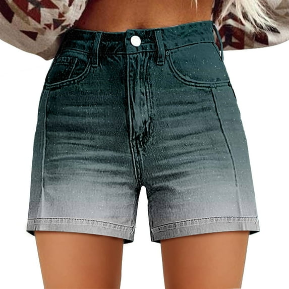 frariair Short for women Womens Casual High Waist Denim Shorts Relaxed Fit ArtRetro Printed Floral Shorts With Pockets Summer Navy