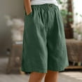 thumbnail image 1 of frariair Shorts for Women Summer Cotton Linen Shorts Loose Fit Elastic Waist Knee Length Cosy Shorts Beach Shorts with Pockets Green 1 PC, 1 of 7