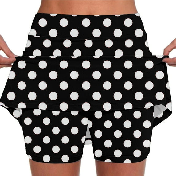 frariair Skorts for Woman Elastic Yoga Culottes Women Solid Color Athletic Shorts Lightweight High Waist Skinny Floral Print Joggers Black