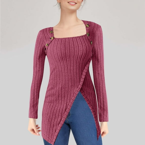 frariair Split Hem Button Feature T Shirt Featuring Ribbed Texture Perfect For Y2K Revival Style And Concert Ready Looks Hot Pink