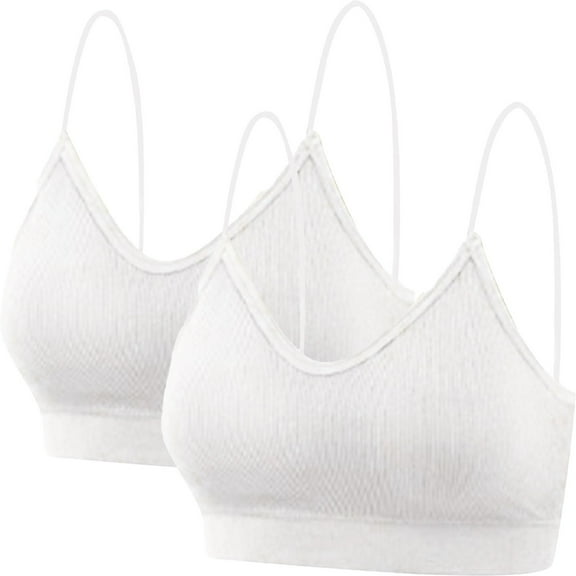 frariair Sports Bras for Women 2 Pack Lady's Two Piece Set Seamless Top Strap Breast Pad Thread Plus Size Underwear Bras