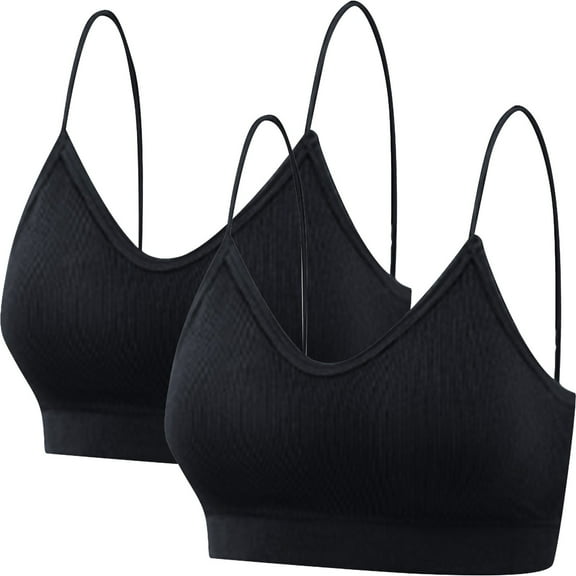 frariair Sports Bras for Women 2 Pack Lady's Two Piece Set Seamless Top Strap Breast Pad Thread Plus Size Underwear Bras