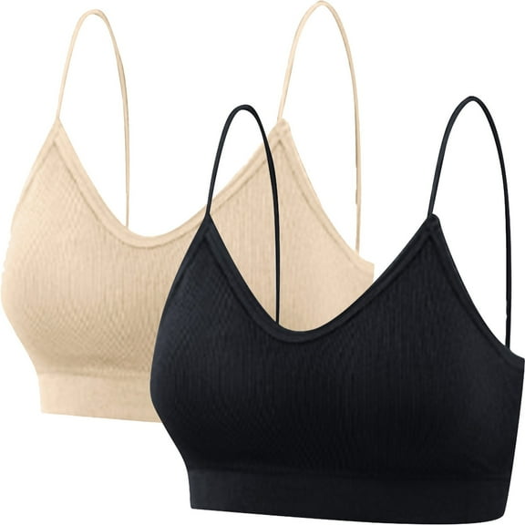 frariair Sports Bras for Women 2 Pack Lady's Two Piece Set Seamless Top Strap Breast Pad Thread Plus Size Underwear Bras