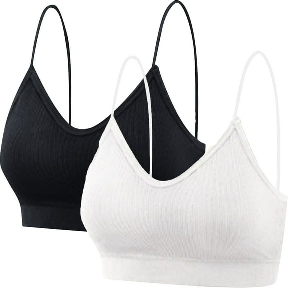 frariair Sports Bras for Women 2 Pack Lady's Two Piece Set Seamless Top Strap Breast Pad Thread Plus Size Underwear Bras