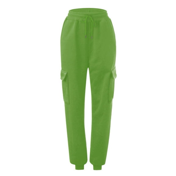 frariair Straight Leg Pants for Women Thin High Waisted Loose Sweatpants Comfortable With Pockets Casual Green