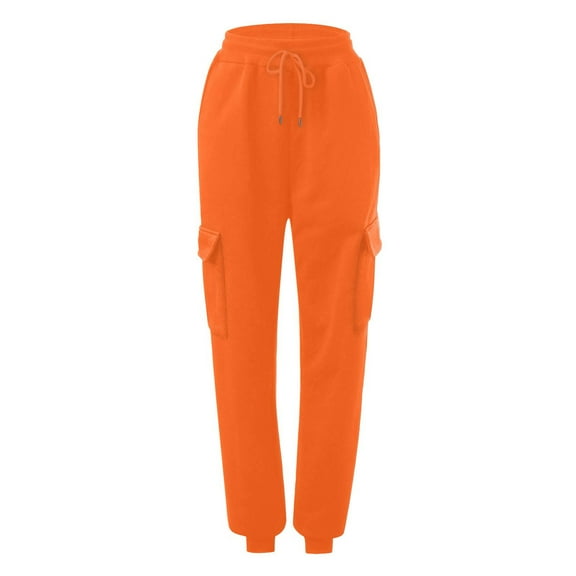 frariair Straight Leg Pants for Women Thin High Waisted Loose Sweatpants Comfortable With Pockets Casual Orange