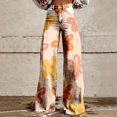 thumbnail image 1 of frariair Straight Leg Pants for Women Wide Pant Vintage Floral Print High Waisted Stretch With Pockets Yellow, 1 of 7