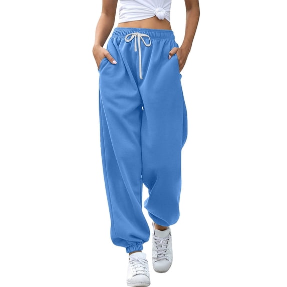 frariair Sweatpants Women Bottom Joggers Pants Workout High Waisted Yoga With Pockets Jogger Blue