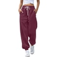 thumbnail image 1 of frariair Sweatpants Women Bottom Joggers Pants Workout High Waisted Yoga With Pockets Jogger Wine, 1 of 7