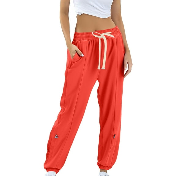 frariair Sweatpants Women Teen Girls Bottom Baggy High Waist Elastic Jogger Pants Drawstring Athletic Y2K Preppy Jogger Red