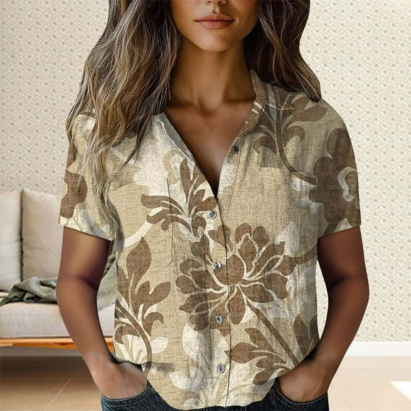 frariair Vintage Inspired Women's Blouse With Floral Design And Comfort Fit Perfect For Spring And Summer Adventures Yellow