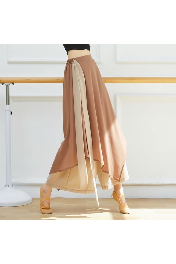 Wide Leg Pants for Women Casual Classical Dance Trousers Legged Long Gymnastics Practice Exercises Training Khaki