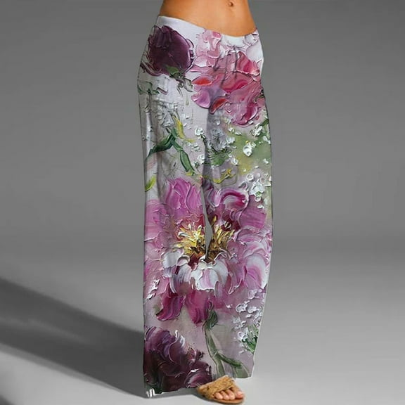 frariair Wide Leg Pants for Womens Palazzo High Waisted Pant Smocked Pleated Loose Fit Casual Trousers Purple