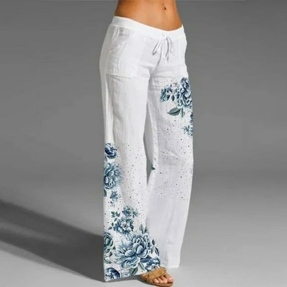 frariair Wide Leg Pants for Womens Palazzo High Waisted Pant Smocked Pleated Loose Fit Casual Trousers Sky Blue