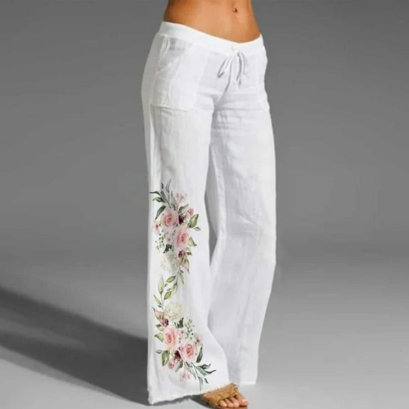 frariair Wide Leg Pants for Womens Palazzo High Waisted Pant Smocked Pleated Loose Fit Casual Trousers White