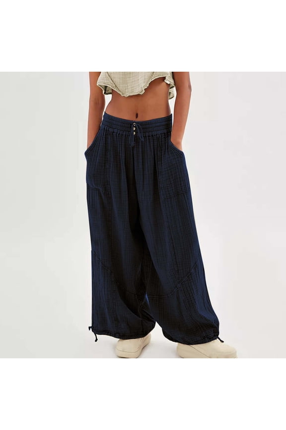 Wide Leg Sweatpants for Women Baggy Lounge Pants Athletic High Waisted Sweat Pants Oversized Joggers with Pockets Blue 1 PC