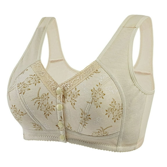 frariair Wireless Bras For Women Lace Front Buckle Prints Underwear Without Rims Vest Plus Size Bra Nursing Bras for Breastfeeding Front Closure
