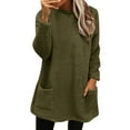 thumbnail image 1 of frariair Women Fleece Lined Pullover Jacket With O Neck Side Pockets Plush Thermal Winter Coat For Cold Weather Protection Green L, 1 of 5