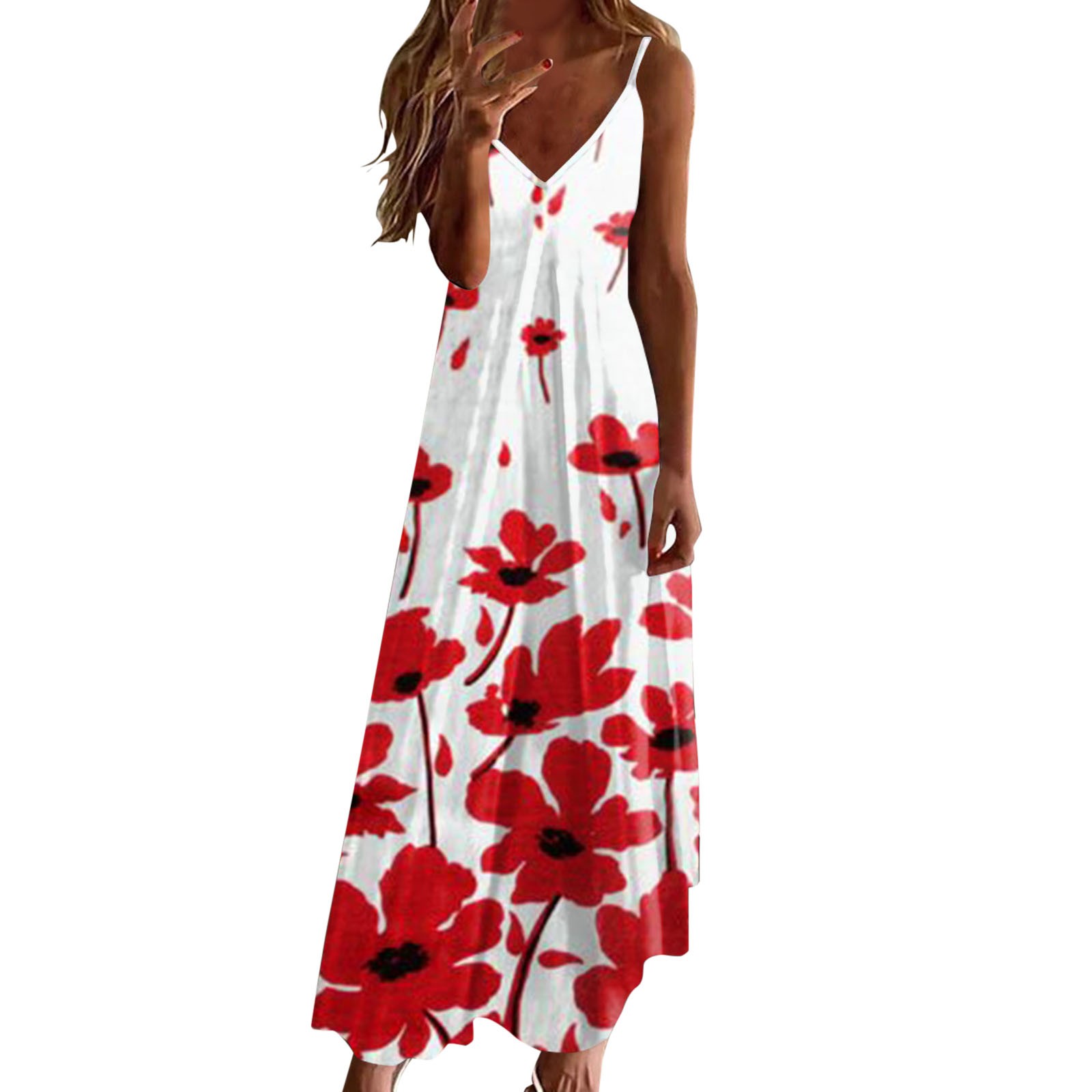Scacto Women's Vintage Print Boho Sundress - Sleeveless A-Line Summer Beach Dress With Flowy Silhouette