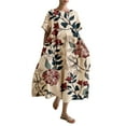frariair Women Summer Dresses Bohemian Retro Floral Printed Dress Round