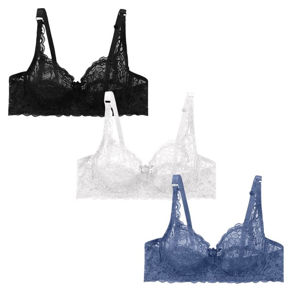 frariair ​Women's 3-Piece Lace Underwire Bra Set – Adjustable Straps Lingerie Breathable Comfort for Everyday Wear​