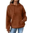 thumbnail image 1 of frariair Women's Basic Solid Color Pullover Hoodie Casual Long Sleeve Loose Fit Fleece Sweatshirt With Drawstring For Layering Coffee L, 1 of 6
