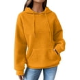 thumbnail image 1 of frariair Women's Basic Solid Color Pullover Hoodie Casual Long Sleeve Loose Fit Fleece Sweatshirt With Drawstring For Layering Yellow M, 1 of 6
