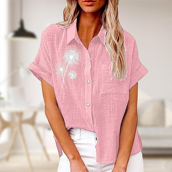 frariair Women's Business Casual Button Down Top Rayon Blend Wrinkle Resistant Office Wear For Teachers And Administrators Pink