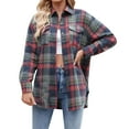 thumbnail image 1 of frariair Women's Casual Fashion Loose Plaid Pocket Button Shirt Autumn and Winter Womens Zip Up Jacket Fleece Hooded Jackets Oversized Trench Coat Cardigan Coat Outwear, 1 of 5