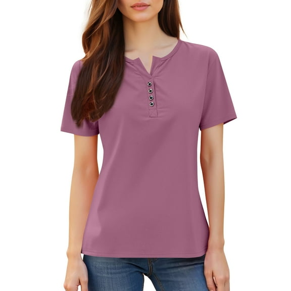 frariair Women's Color Block Casual Tee With Stretch Fabric For All-Day Comfort Purple