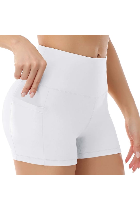 Women's Compression Workout Shorts With Tummy Control Panel And Breathable Mesh For High Intensity Training White