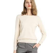 frariair Women's Everyday Essential Knit Sweater Long Sleeve Crew Neck Pullover Lightweight Layering Top For All Season Comfort Beige L
