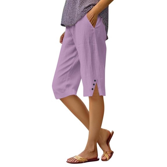 frariair ​Women's Extended Size Natural Fiber Lounge Shorts With Flattering Ruched Waist Detail And Roomy Pockets For Full Figure Comfort​ White