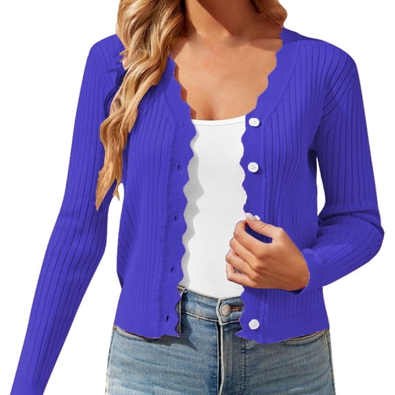 frariair Women's Fashion Knitted Top Layer With Short Length And Soft Material Perfect For Cooler Seasons And Office Ready Looks Blue