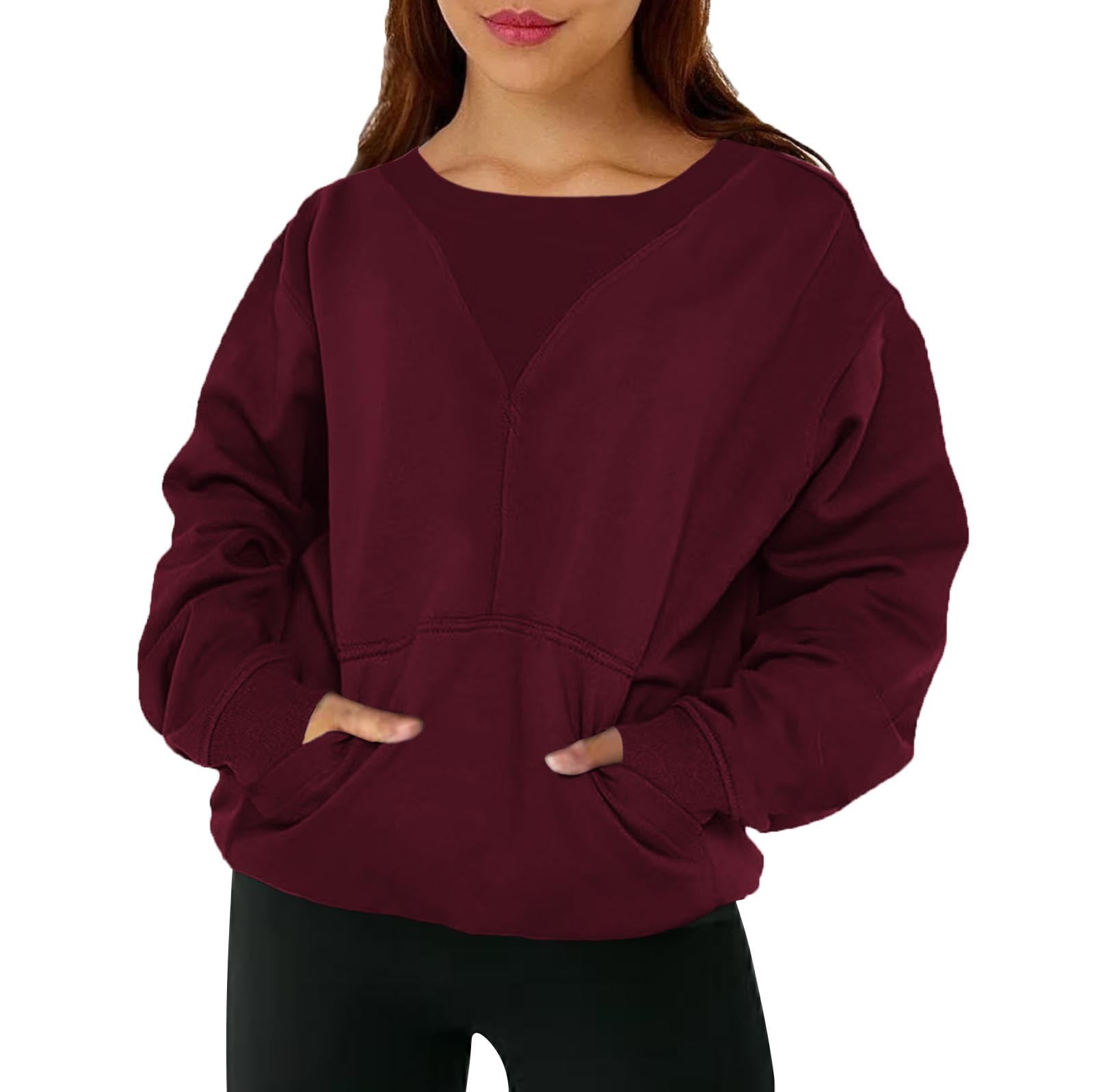 Solid Color Long Sleeves Crewneck Pullover Loose Sweatshirts