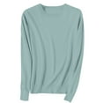 thumbnail image 1 of frariair Women's Lightweight Crew Neck Knitted Sweater Long Sleeve Soft Pullover Blouse For Everyday Casual Comfort Mint Green XXXL, 1 of 5