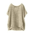 thumbnail image 1 of frariair Women's Lightweight Linen-Cotton Short Sleeve Blouse – Loose Fit Summer Casual Beach Top​ Beige, 1 of 3