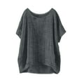 thumbnail image 1 of frariair Women's Lightweight Linen-Cotton Short Sleeve Blouse – Loose Fit Summer Casual Beach Top​ Dark Gray, 1 of 3