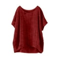 thumbnail image 1 of frariair Women's Lightweight Linen-Cotton Short Sleeve Blouse – Loose Fit Summer Casual Beach Top​ Red, 1 of 3