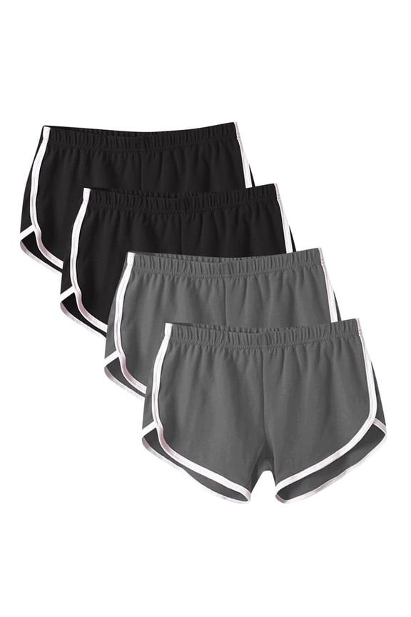 Women's Multipack Dolphin Hem Workout Shorts Summer Activewear Stretchy Soft Lounge Essential Value Bundle Short Sets Black