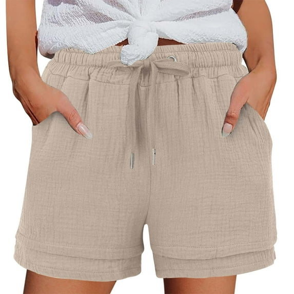 frariair ​Women's Non Iron Wrinkle Effect Paper Waist Shorts With Minimalist Silhouette And Hidden Storage For Chic City Exploration​ Khaki