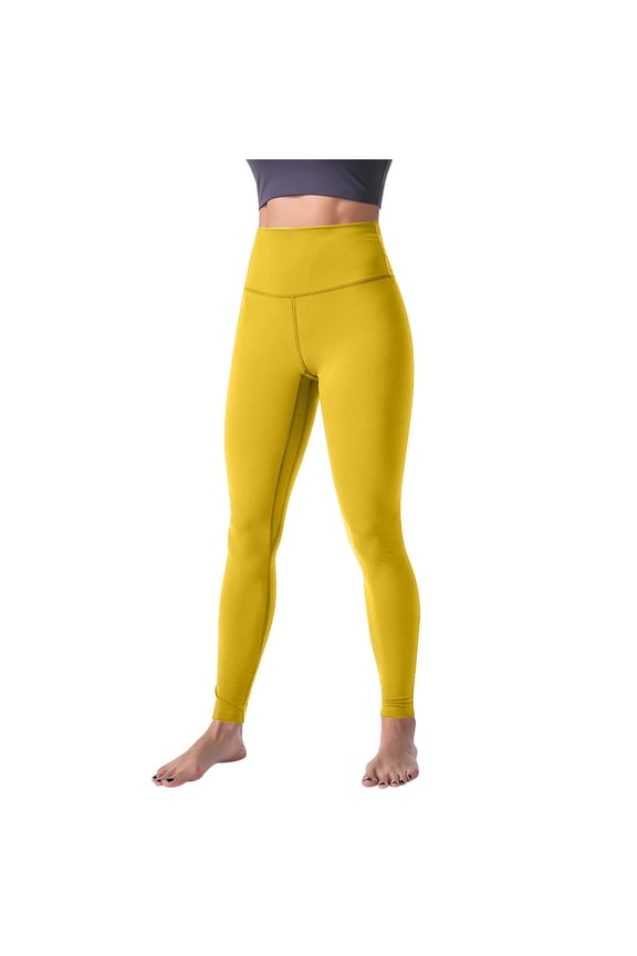 Women's Performance Squat Proof Yoga Pants Tummy Control Sculpting High Waist Seamless Leggings For Gym Fitness And Lounge Yellow