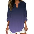 thumbnail image 1 of frariair ​Women's Retro Geometric Print Long Sleeve Shirt – Stretch Polyester Casual Tunic Top​ Purple, 1 of 4