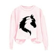 thumbnail image 1 of frariair Women's Round Neck Long Sleeved Horse And Figure Printed Hoodie Without A Hat Zip Ladies Sweaters, 1 of 4
