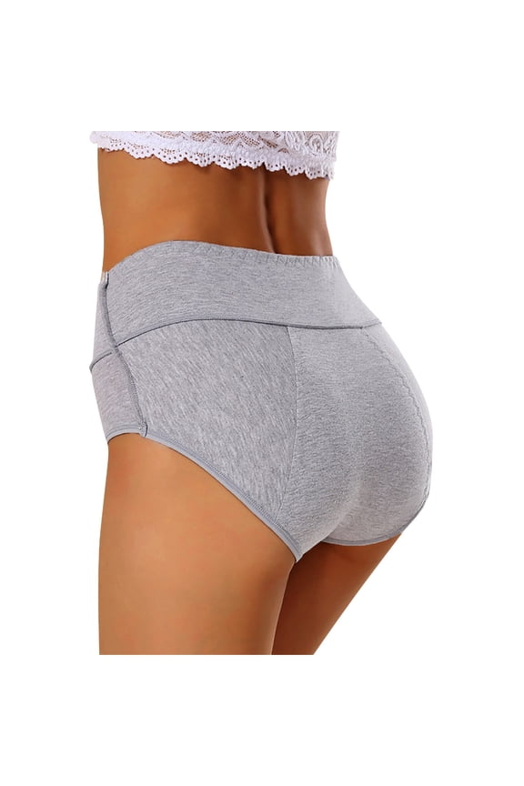 Women's Solid Color High Waist Large Version Cotton Leak Proof Conservative Low Waist Physiological Pants Breathable Stretch Cotton Underwear Comfort Panties