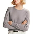 thumbnail image 1 of frariair Women's Solid Knit Sweater Round Neck Long Sleeve Pullover Lightweight Basic Top For Layering All Seasons Grey L, 1 of 5