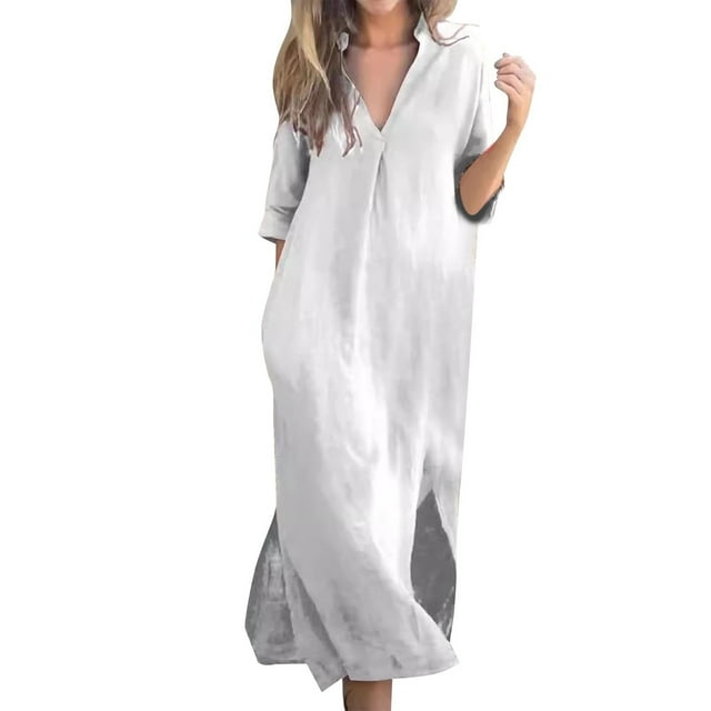 frariair Women's Summer Split Both Sides VNeck 3/4 Sleeve Chest