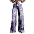thumbnail image 1 of frariair Women's Wide Leg Pant Vintage Floral Print High Waisted Straight Stretch Pants With Pockets Relaxed Fit Trousers Women's Pants Women's Wide Leg Pants With Pockets, 1 of 4
