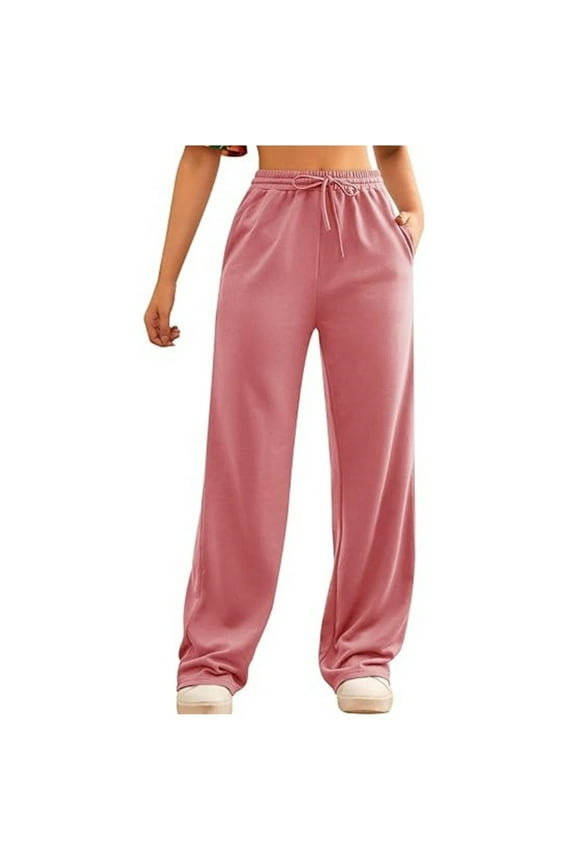 ​Womens Elastic Waist Sweatpants Casual Hiking Bottoms Breathable Lounge Wear Flexible Comfort Everyday Use​ Red